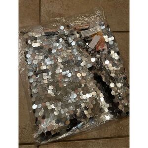 Le Superbe Womens Size 8 Mini Skirt Limelight Paillette Sequin Silver NWT